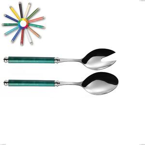 Coppia insalata Arcadia, Acciaio 18/10 AISI 304 Lucido manicatura acrilico doppia ghiera, lunghezza 239 mm