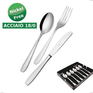 Confezione vetrina 6 pezzi caff� Atena 18 Cromo, (Acciaio 18/0) Nichel Free, spessore 2 mm