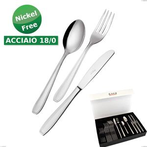 Set di posate 24 pezzi Atena 18 Cromo in confezione panoramica a libro coltello economico, (Acciaio 18/0) Nichel Free, spessore 2 mm