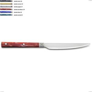 Coltello frutta boheme, Acciaio inox (Aisi 304) ghiera incisa con decoro classico e finitura argentata, lunghezza 210 mm