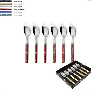 Confezione vetrina 6 pezzi cucchiaino caffe boheme, Acciaio inox (Aisi 304) ghiera incisa con decoro classico e finitura argentata