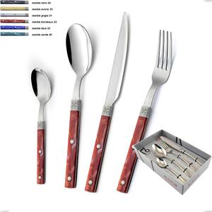 Confezione vetrina 16 pezzi boheme, Acciaio inox (Aisi 304) ghiera incisa con decoro classico e finitura argentata