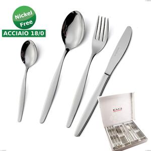 Cofanetto 24 pezzi Beme acciaio 18/O (ASI 430 ) Nichel Free, spessore 2 mm cromo lucido