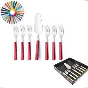 Confezione vetrina 7 pezzi, forchettine pi� paletta dolce Brio, Acciaio inox 18.c (AISI 430), manici in abs