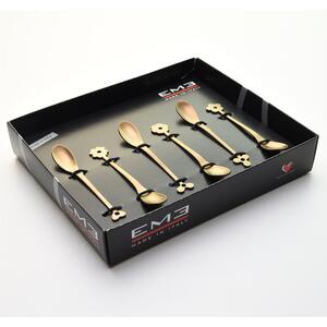 Cucchiaini Cappuccino e macedonia CADEAU SAHARA in acciaio 18.10 AISI430 126 mm set 6 pezzi ORO OPACO in confezione vetrina
