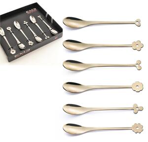 Cucchiaini Cappuccino e macedonia CADEAU in acciaio 18.10 AISI430 126 mm set 6 pezzi ROSE' lucido in confezione Vetrina EME