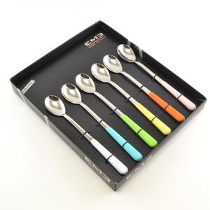 Set Cucchiaini da Bibita 6 pezzi 6 colori BRIO in acciaio 18/C in confezione Regalo Colori
