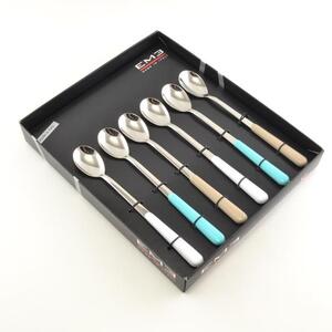 Set Cucchiaini da Bibita 6 pezzi 6 colori BRIO in acciaio 18/C in confezione Regalo Colori Pastello