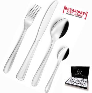 Astuccio Posate 75 pezzi LONDRA , Acciaio inox (Aisi 304) inox lucido in Astuccio regalo lavabile in lavastoviglie