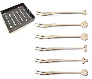 Forchettine Party Cadeau Ros� 127 mm 6 pezzi assortiti finitura brunito oro lucido in confezione EME vetrina