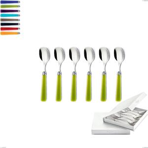 Confezione a libro 6 pezzi cucchiaini gelato candy eme, Acciaio 18/10 AISI 304 Lucido manicatura acrilico