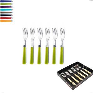Confezione vetrina 6 pezzi forchette dolce candy eme, Acciaio 18/10 AISI 304 Lucido manicatura acrilico