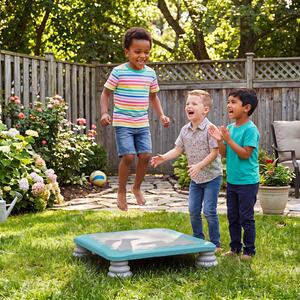 Costway Trampolino elastico per bambini con piedini ammortizzanti, Tappeto elastico da interno ed esterno ideale per bambini 3+ anni portata 100 kg Blu