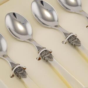 Confezione 6 Cucchiaini da Caff� NAPOLEON manicatura in acrilico con ghiera lunghezza144 mm composizione in scatolata bomboniera serigrafata