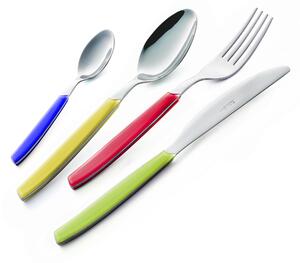 Servizio Posate Posto tavola 4 Pezzi CROMO in acciaio 18.C (AISI430) 6 Coltello 6 Forchetta 6 Cucchiaio 6 Cucchiaino caff� (Colore Misto 24 pezzi)