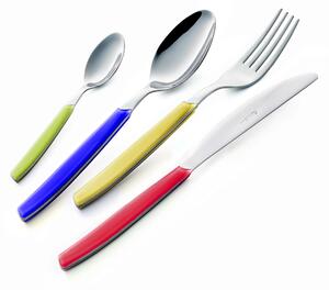 Servizio Posate Posto tavola 4 Pezzi CROMO in acciaio 18.C (AISI430) 6 Coltello 6 Forchetta 6 Cucchiaio 6 Cucchiaino caff� (Colore Misto 24 pezzi)