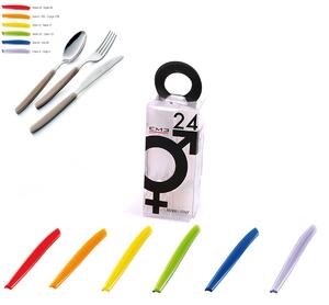 Set di Posate Colorate assortite in 6 colori CROMO 24 pezzi in acciaio 18c in Confezione YOU And Me