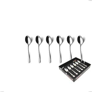 Confezione vetrina 6 pezzi moka cortina, Acciaio inox (Aisi 304) acciaio martellato lucido