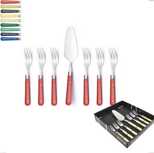 Confezione vetrina 7 pezzi, forchettine pi� paletta dolce country, acciaio 18/10 aisi 304 manici in abs