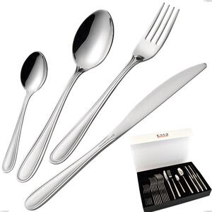 Set di posate 24 pezzi City in confezione panoramica a libro coltello economico, Inox 18.10 (Aisi304), spessore 1.8 mm