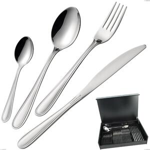 Servizio di posate 51 pezzi in astuccio di legno coltello economico City, Inox 18.10 (Aisi304), spessore 1.8 mm