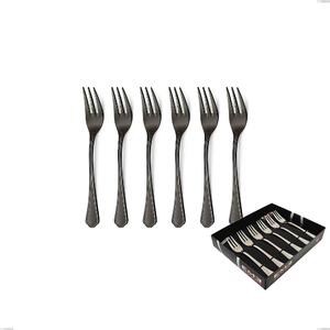 Confezione vetrina 6 pezzi forchettine dolce Domus Black , Acciaio 18/10, spessore 3 mm