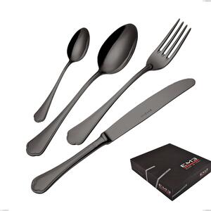 Set di posate 75 pezzi Domus Black in confezione regalo , Acciaio 18/10 Finitura PVD, spessore 3 mm