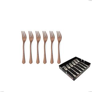 Confezione vetrina 6 pezzi forchettine dolce Domus Chocolate, Acciaio 18/10, spessore 3 mm