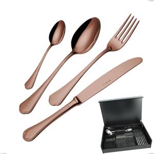 Servizio di posate 51 pezzi in astuccio di legno Domus Chocolate, Acciaio 18/10, spessore 3 mm