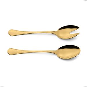 Coppia insalata Domus Gold, Acciaio 18/10, lunghezza 240 mm spessore 3 mm trattamento PVD Gold- posate