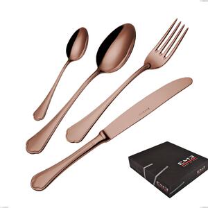 Set di posate 75 pezzi Domus Chocolate in confezione regalo, Acciaio 18/10, spessore 3 mm