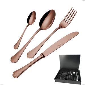 Servizio di posate 24 pezzi in astuccio di legno Domus Chocolate, Acciaio 18/10, spessore 3 mm- posate