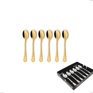 Confezione vetrina 6 pezzi caff� Domus Gold, Acciaio 18/10, spessore 3 mm