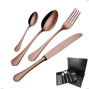 Servizio di posate 75 pezzi in astuccio di legno Domus Chocolate, Acciaio 18/10, spessore 3 mm- posate