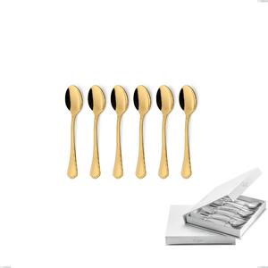 Confezione a libro 6 pezzi cucchiaini caff� Domus Gold, Acciaio 18/10, spessore 3 mm