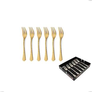 Confezione vetrina 6 pezzi forchettine dolce Domus Gold, Acciaio 18/10, spessore 3 mm