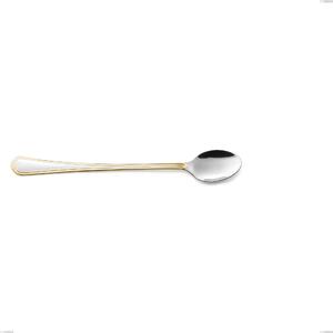 Cucchiaio bibita Domus Oro, acciaio 18-10, oro 24 carati lucido, spessore 3 mm, lunghezza 195 mm