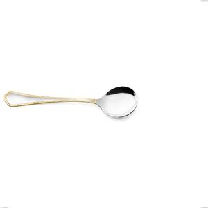 Cucchiaio brodo Domus Oro, acciaio 18-10, oro 24 carati lucido, spessore 3 mm, lunghezza 168 mm