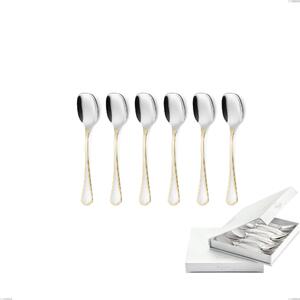 Confezione a libro 6 pezzi cucchiaini gelato Domus Oro, acciaio 18-10, oro 24 carati lucido, spessore 3 mm
