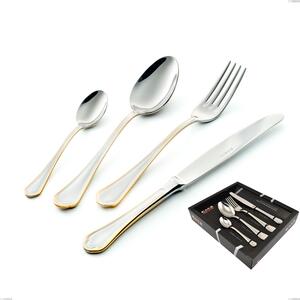 Confezione vetrina 24 pezzi Domus Oro, acciaio 18-10, oro 24 carati lucido, spessore 3 mm
