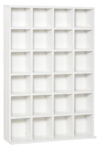 HOMCOM Mobile Libreria Porta CD e DVD con 24 Scomparti ad Altezza Regolabile, in Legno Composito Truciolato, 130.5x89x20cm, Bianco|Aosom Italy