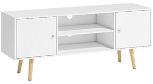 HOMCOM Mobile TV 55" max con 2 Armadietti e 2 Ripiani Aperti, in Legno e Truciolato, 120x34x50 cm, Bianco|Aosom