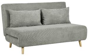 HOMCOM Divano Letto 2 posti con Schienale a 3 angolazioni Regolabile e 2 Cuscini, in Tessuto Effetto Lino, 141x90x81 cm, Grigio | Aosom Italy