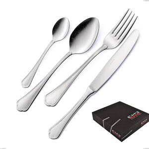 Set di posate 75 pezzi Domus Silver in confezione regalo, Acciaio 18/10, spessore 3 mm