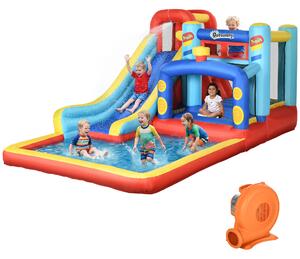 Outsunny Castello Gonfiabile per Bambini 3-8 Anni con Trampolino, Scivolo e Piscina, 435x245x200cm|Aosom