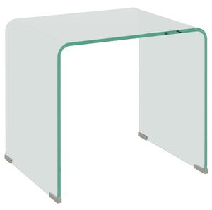 HOMCOM Tavolino in Vetro Temperato Moderno da Salotto con Design Monoblocco, 50x40x45 cm, Trasparente