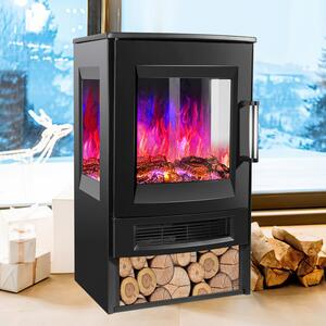 Caminetto elettrico TolleTour Caminetto elettrico con 2 impostazioni di calore: 900/1800W Caminetto elettrico effetto fiamma LED Caminetto da appoggio nero