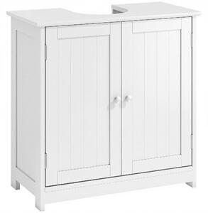 Kleankin Mobiletto Bagno Sottolavabo a 2 Ante con Ripiano Regolabile e Intaglio a U, Mobile in MDF, 60x30x60 cm, Bianco|Aosom Italy