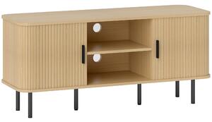 HOMCOM Mobile TV 55" con 2 Armadietti e 2 Ripiani in Legno e Acciaio, 120x40x55 cm, Nero e Rovere