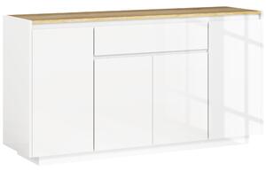 HOMCOM Credenza da Cucina Moderna con Cassetto e 3 Armadietti con Ripiani Regolabili, 140x40x75 cm, Bianco